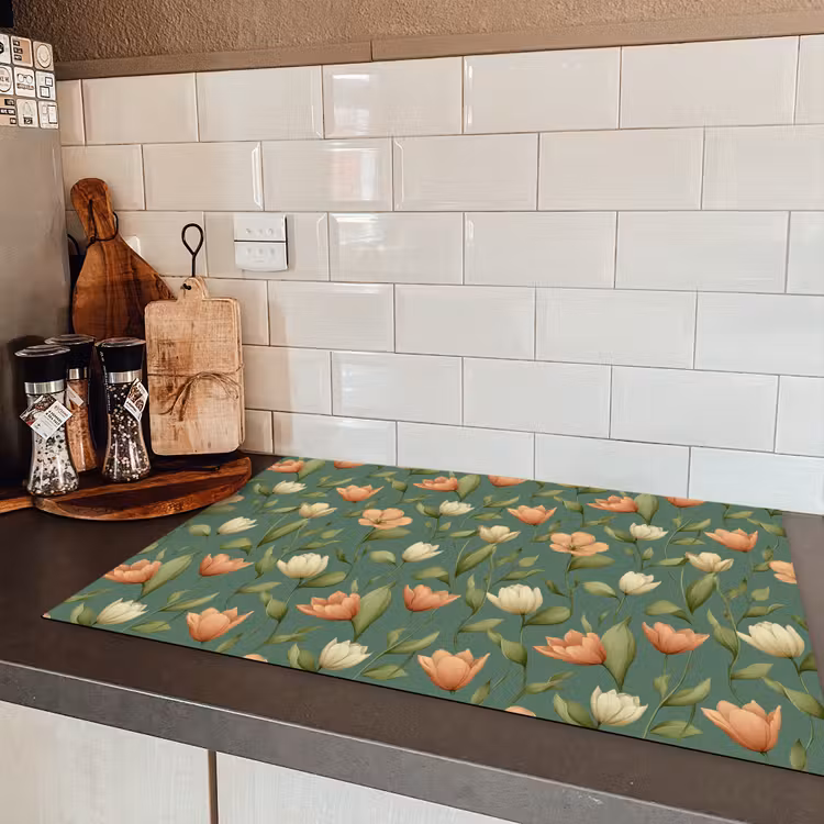 Tulpen - Botanisch - Groen Inductie beschermer vinyl 3mm klein 276 -sfeer3