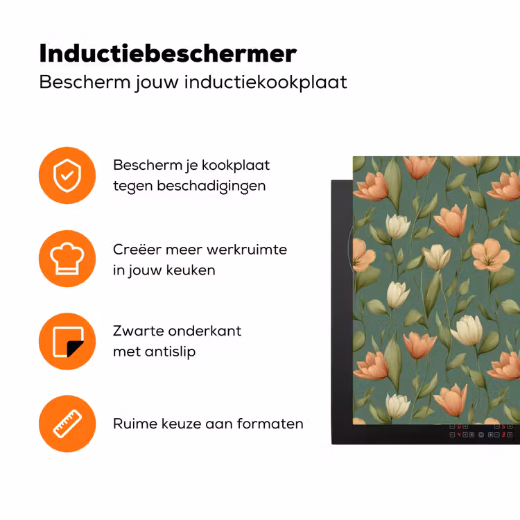 Tulpen - Botanisch - Groen Inductie beschermer vinyl 3mm klein 276 -zzzzzzz-td-ups