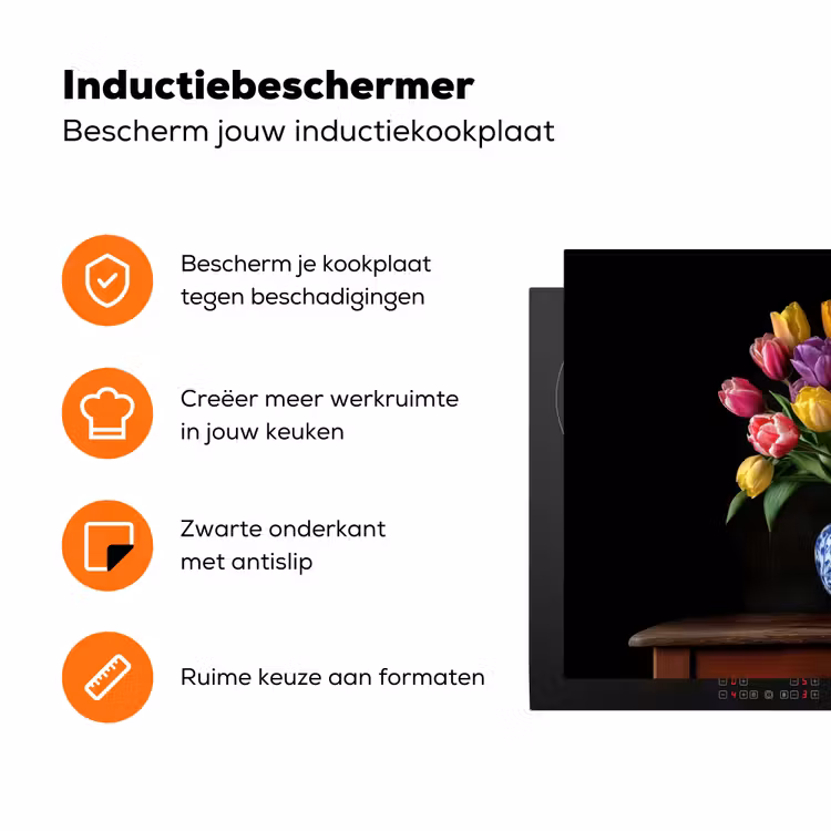 Tulpen - Kleuren - Hout - Vaas Inductie beschermer vinyl 3mm klein -zzzzzzz-td-ups
