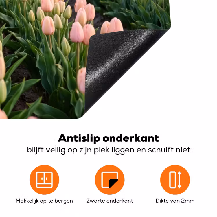 Tulpen - Landschap - Roze Inductie beschermer vinyl 3mm klein -zzzzzzz-td-onderkant