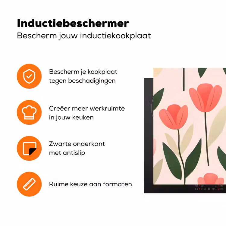 Tulpen - Modern - Roze Inductie beschermer vinyl 3mm klein -zzzzzzz-td-ups