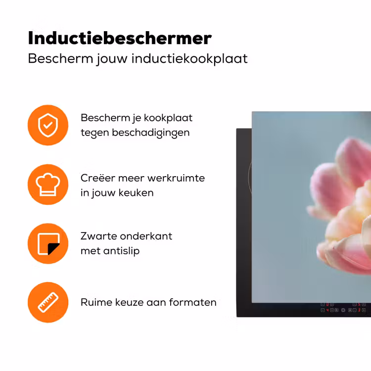 Tulpen - Roze - Stelen Inductie beschermer vinyl 3mm klein -zzzzzzz-td-ups
