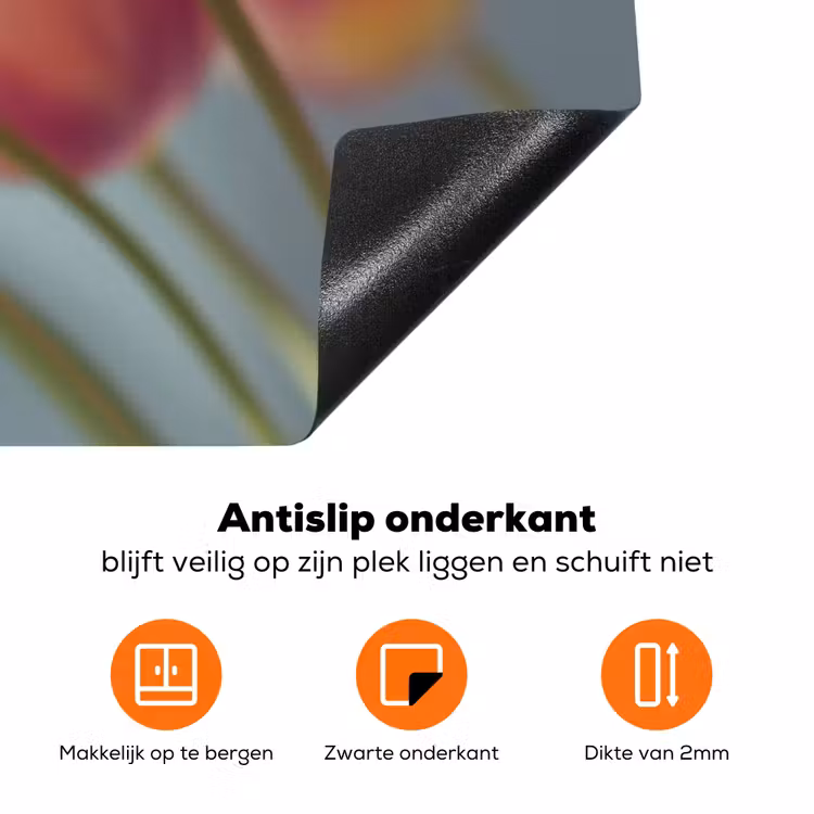 Tulpen - Roze - Stelen Inductie beschermer vinyl 3mm klein -zzzzzzz-td-onderkant