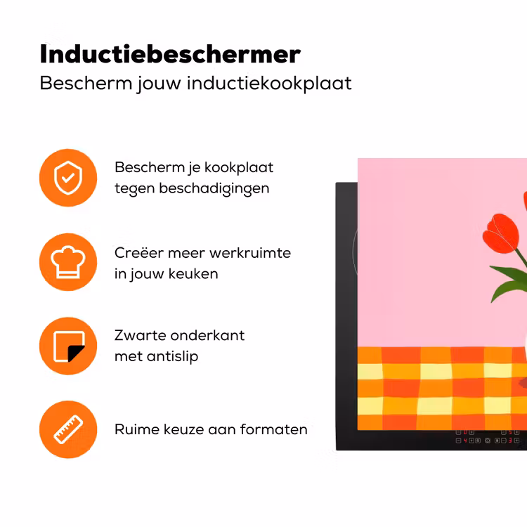 Tulpen - Roze - Vaas Inductie beschermer vinyl 3mm klein -zzzzzzz-td-ups