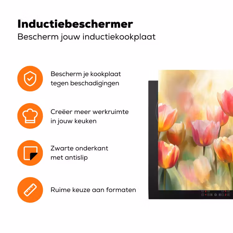 Tulpen - Sprookjesachtig - Kleurrijk Inductie beschermer vinyl 3mm klein -zzzzzzz-td-ups