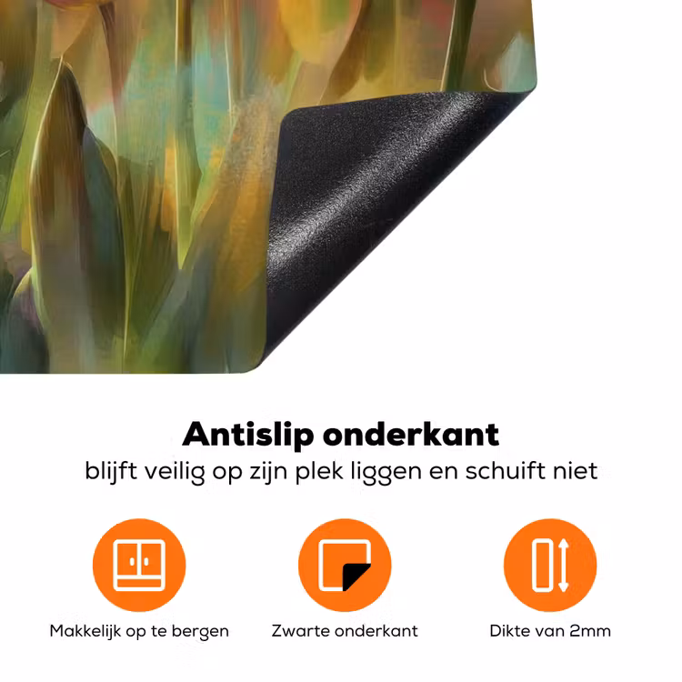 Tulpen - Sprookjesachtig - Kleurrijk Inductie beschermer vinyl 3mm klein -zzzzzzz-td-onderkant