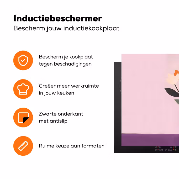 Tulpen - Vaas - Strepen - Paars Inductie beschermer vinyl 3mm klein -zzzzzzz-td-ups