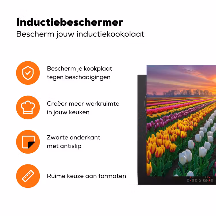 Tulpenveld - Zonsondergang - Kleurrijk Inductie beschermer vinyl 3mm klein -zzzzzzz-td-ups