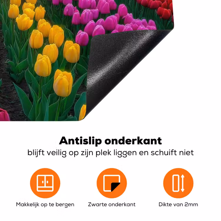 Tulpenveld - Zonsondergang - Kleurrijk Inductie beschermer vinyl 3mm klein -zzzzzzz-td-onderkant