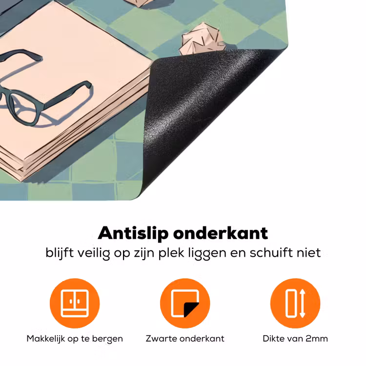 Typemachine - Kantoor - Vintage - Illustratie - Groen Inductie beschermer vinyl 3mm klein -zzzzzzz-td-onderkant
