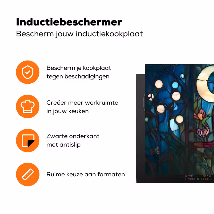 Uil - Mozaïek - Maan - Nacht Inductie beschermer vinyl 3mm klein -zzzzzzz-td-ups