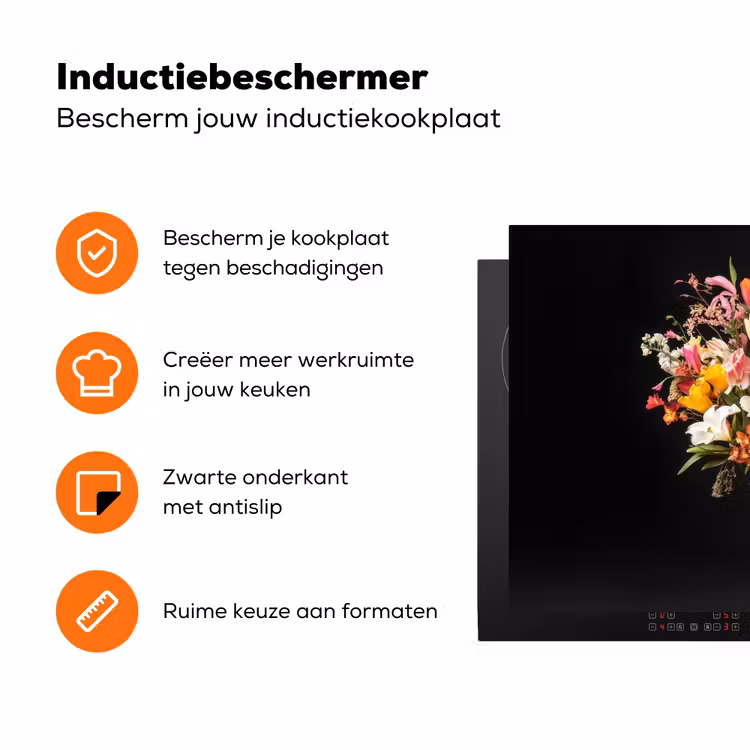 Vaas - Bloemen - Tulpen Inductie beschermer vinyl 3mm klein -zzzzzzz-td-ups