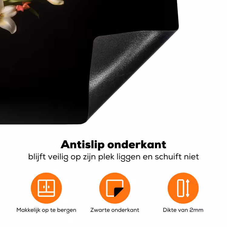 Vaas - Bloemen - Tulpen Inductie beschermer vinyl 3mm klein -zzzzzzz-td-onderkant