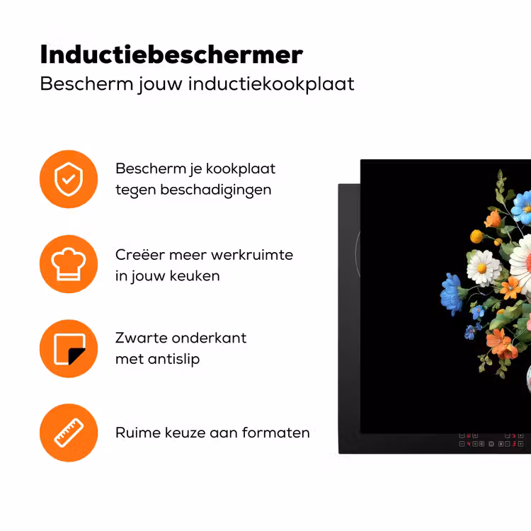 Vaas - Boeket - Bloemen - Kleur Inductie beschermer vinyl 3mm klein -zzzzzzz-td-ups