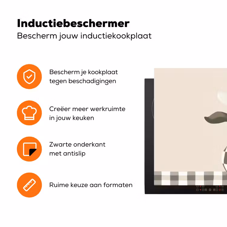 Vaas - Geruit - Groen - Bloem Inductie beschermer vinyl 3mm klein -zzzzzzz-td-ups