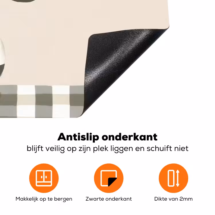 Vaas - Geruit - Groen - Bloem Inductie beschermer vinyl 3mm klein -zzzzzzz-td-onderkant