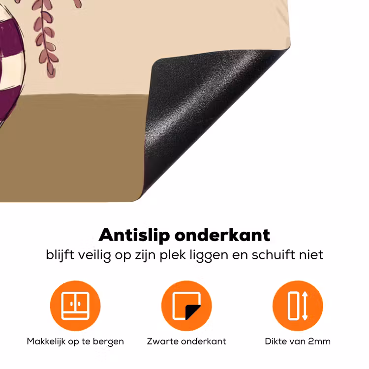 Vaas - Geruit - Planten - Modern - Paars Inductie beschermer vinyl 3mm klein -zzzzzzz-td-onderkant