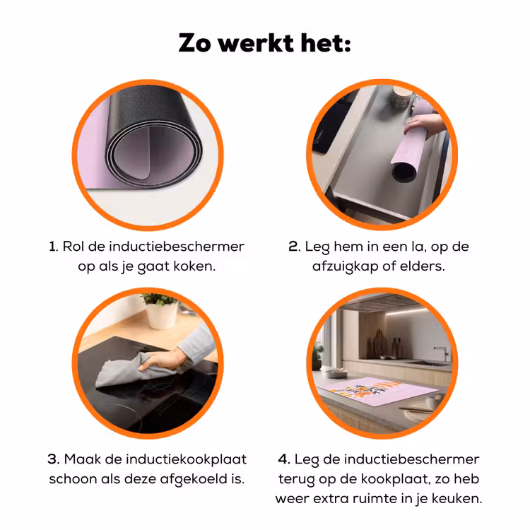 Vaas - Gestreept - Bloemen - Oranje Inductie beschermer vinyl 3mm klein -zzzzzzz-td-werking