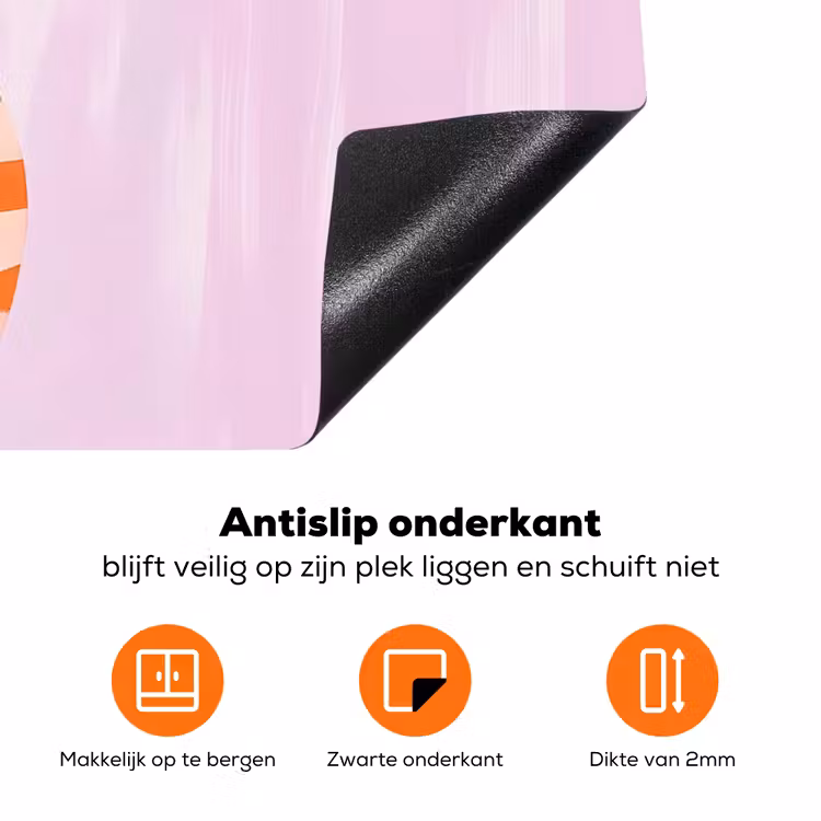 Vaas - Gestreept - Bloemen - Oranje Inductie beschermer vinyl 3mm klein -zzzzzzz-td-onderkant