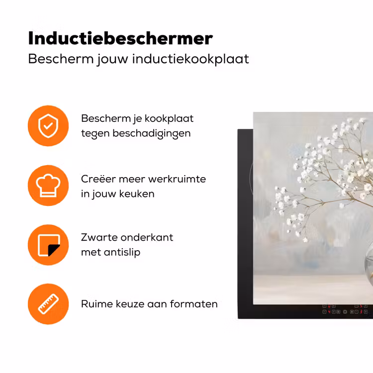 Vaas - Gipskruid - Wit Inductie beschermer vinyl 3mm klein -zzzzzzz-td-ups