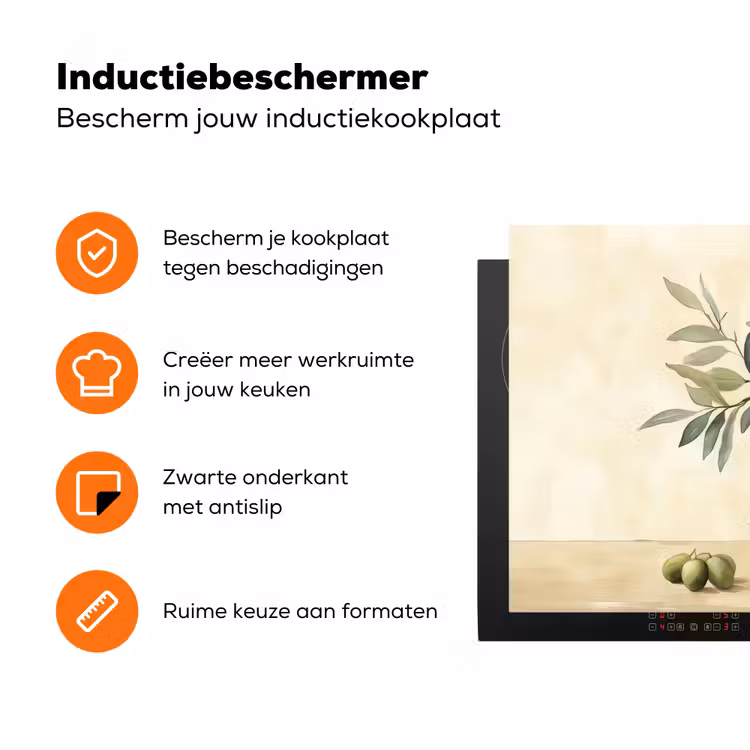 Vaas - Keramiek - Olijftakken Inductie beschermer vinyl 3mm klein -zzzzzzz-td-ups