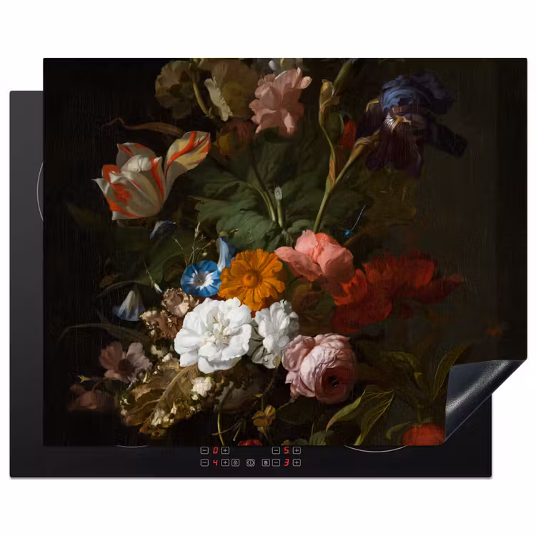 Vaas met bloemen - Schilderij van Rachel Ruysch Inductie beschermer vinyl 3mm groot -3d