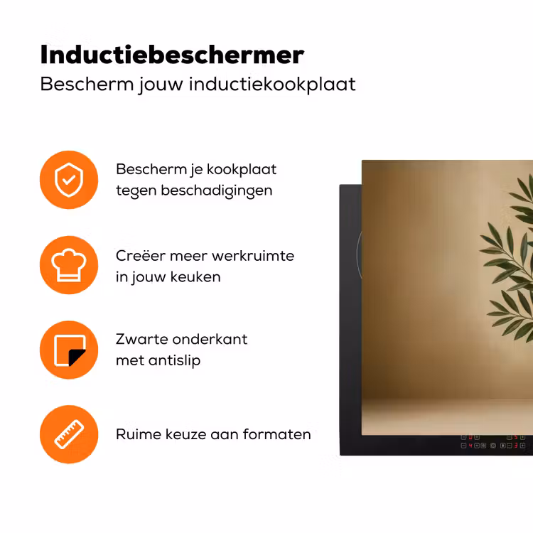 Vaas - Olijftakken - Bladeren - Beige Inductie beschermer vinyl 3mm klein -zzzzzzz-td-ups