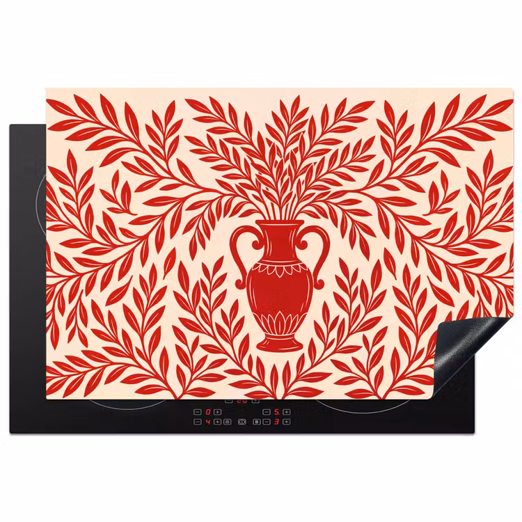 Vaas - Planten - Decoratie - Abstract - Rood Inductie beschermer vinyl 3mm klein -3d