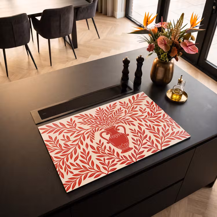 Vaas - Planten - Decoratie - Abstract - Rood Inductie beschermer vinyl 3mm klein -sfeer5
