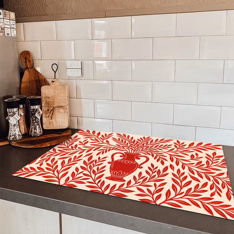 Vaas - Planten - Decoratie - Abstract - Rood Inductie beschermer vinyl 3mm klein -sfeer3