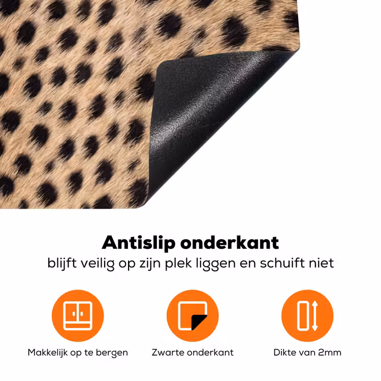 Vacht - Jachtluipaard - Zwart - Wit Inductie beschermer vinyl 3mm klein -zzzzzzz-td-onderkant