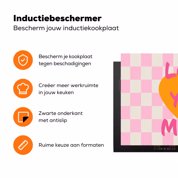 Valentijn - Love - Roze - Oranje Inductie beschermer vinyl 3mm klein -zzzzzzz-td-ups