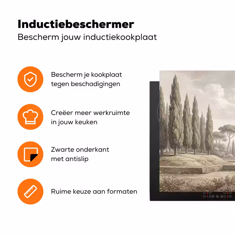 Vallei - Tuin - Natuur - Groen Inductie beschermer vinyl 3mm klein -zzzzzzz-td-ups