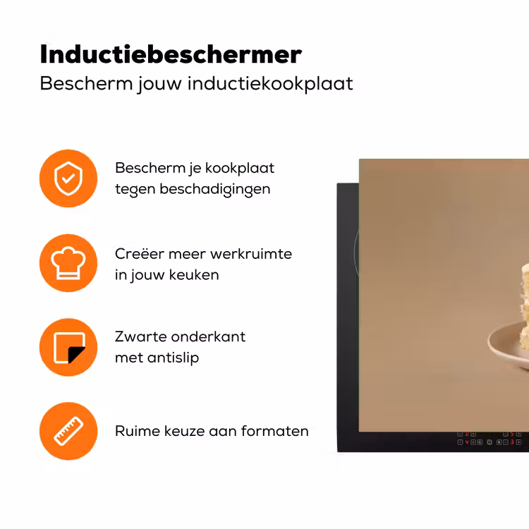 Vanilletaart - Cake - Romig Inductie beschermer vinyl 3mm klein -zzzzzzz-td-ups