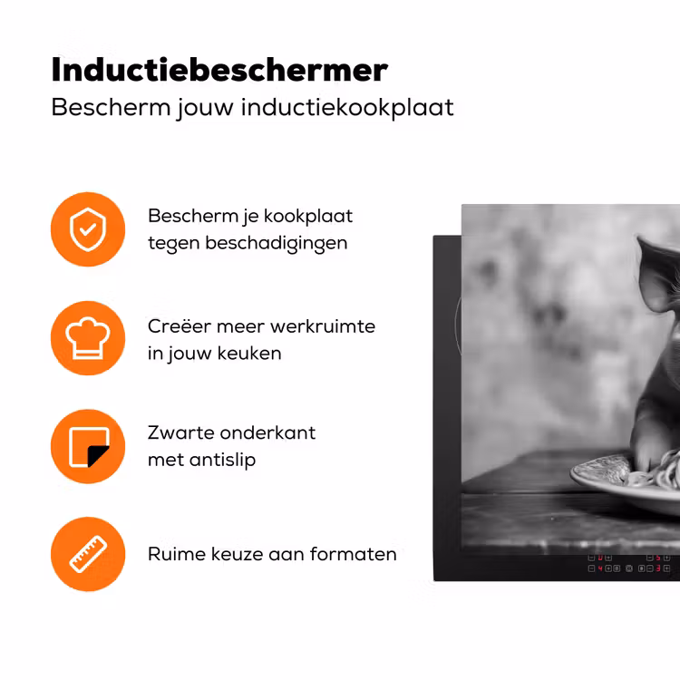 Varken - Schattig - Spaghetti - Zwart wit - Dier Inductie beschermer vinyl 3mm klein -zzzzzzz-td-ups