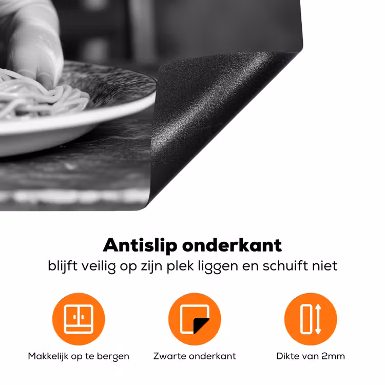 Varken - Schattig - Spaghetti - Zwart wit - Dier Inductie beschermer vinyl 3mm klein -zzzzzzz-td-onderkant