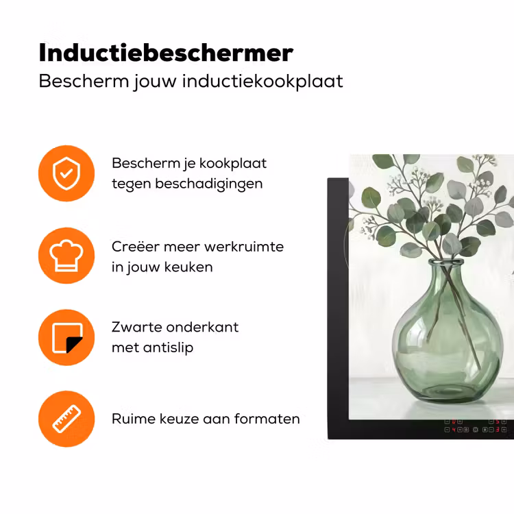 Vazen - Bladeren - Groen Inductie beschermer vinyl 3mm klein -zzzzzzz-td-ups