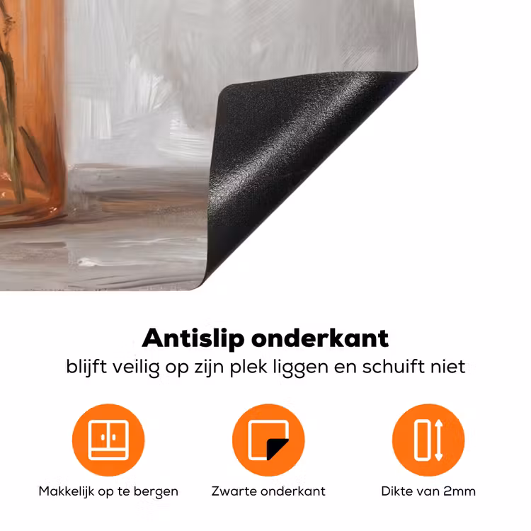 Vazen - Bloemen - Oranje Inductie beschermer vinyl 3mm klein -zzzzzzz-td-onderkant