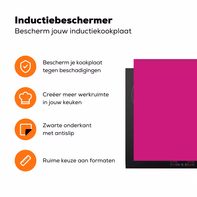 Velvet - Magenta - Roze Inductie beschermer vinyl 3mm klein 276 -zzzzzzz-td-ups