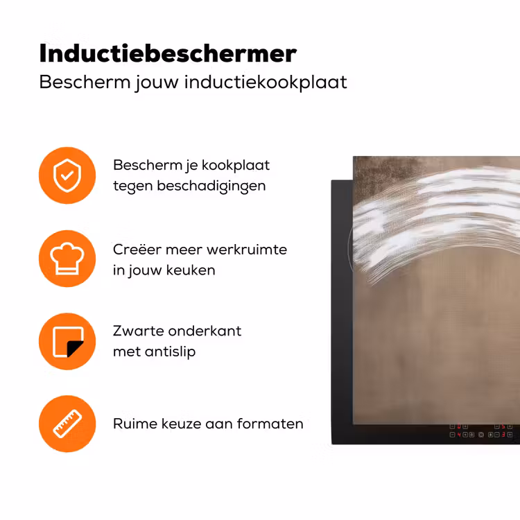 Verf - Bruin - Japandi Inductie beschermer vinyl 3mm klein -zzzzzzz-td-ups