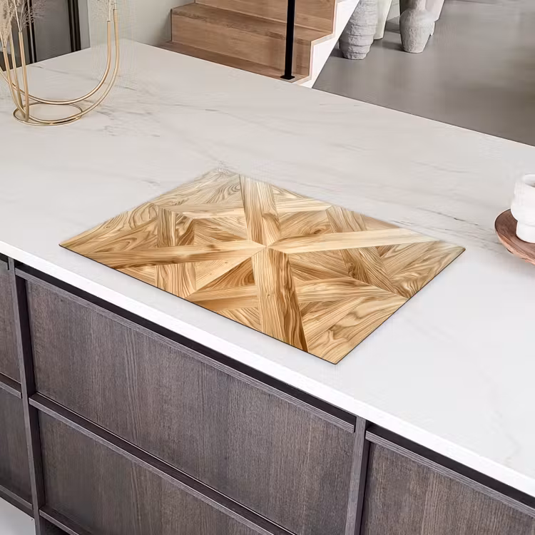 Verschillende Houtnerven in Visgraatpatroon Inductie beschermer vinyl 3mm klein -sfeer8