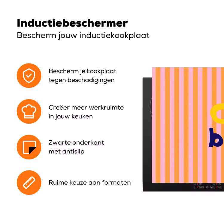 Verticaal - Strepen - Oranje - Ciao bella Inductie beschermer vinyl 3mm klein -zzzzzzz-td-ups
