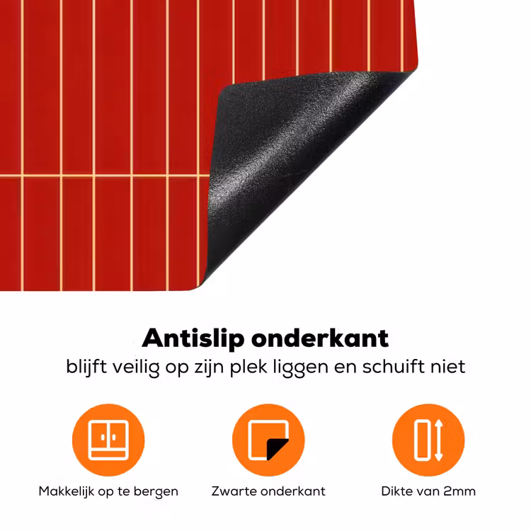 Verticaal - Wandtegel - Helderrood Inductie beschermer vinyl 3mm klein 276 -zzzzzzz-td-onderkant