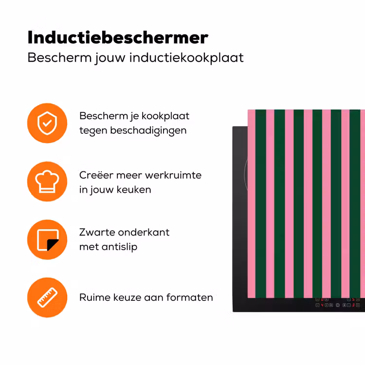 Verticale strepen - Groen - Roze Inductie beschermer vinyl 3mm klein 276 -zzzzzzz-td-ups