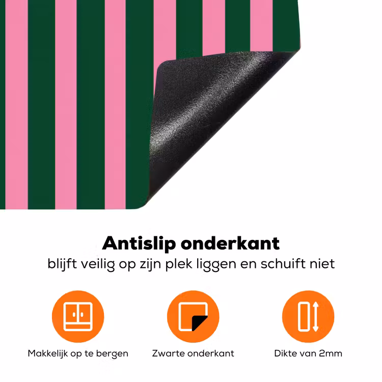 Verticale strepen - Groen - Roze Inductie beschermer vinyl 3mm klein 276 -zzzzzzz-td-onderkant