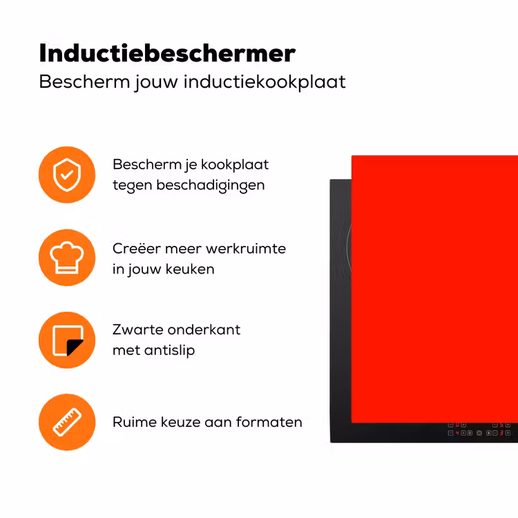 Vibrant - Vermilion - Rood Inductie beschermer vinyl 3mm klein 276 -zzzzzzz-td-ups