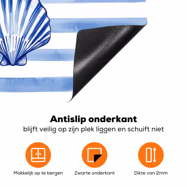 Vier schelpen - Blauw - Wit - Strepen Inductie beschermer vinyl 3mm klein -zzzzzzz-td-onderkant