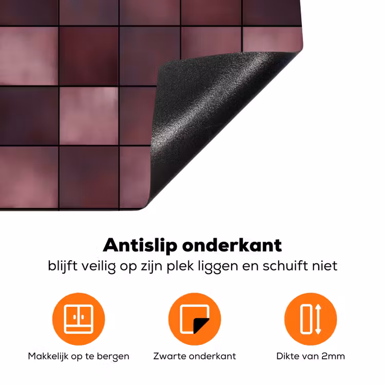 Vierkant - Tegel - Patroon - Paars Inductie beschermer vinyl 3mm klein 276 -zzzzzzz-td-onderkant