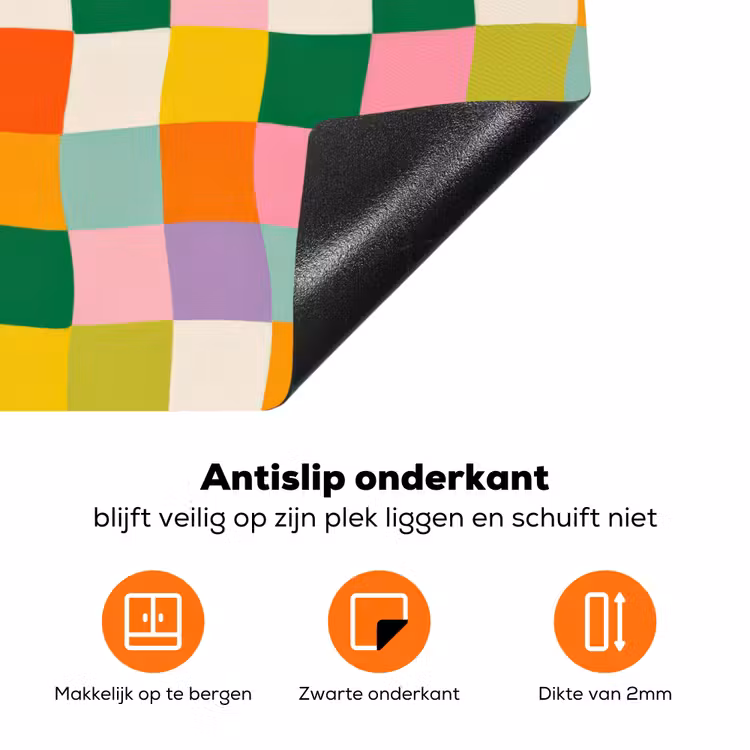 Vierkanten - Kleurrijk - Golvend Inductie beschermer vinyl 3mm klein -zzzzzzz-td-onderkant