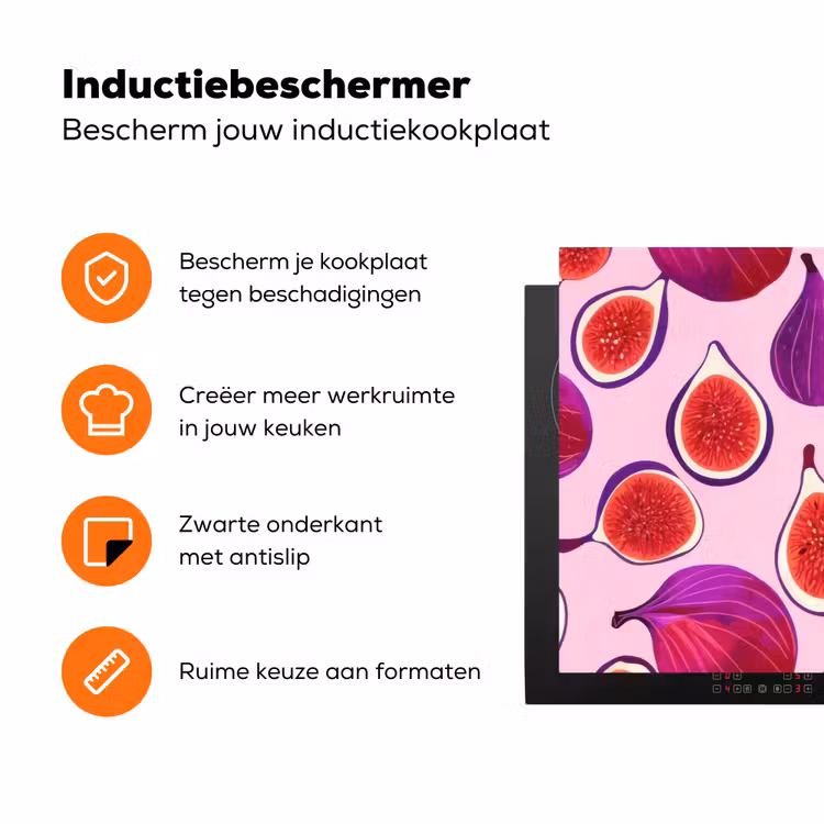 Vijgen - Roze - Paars Inductie beschermer vinyl 3mm klein -zzzzzzz-td-ups
